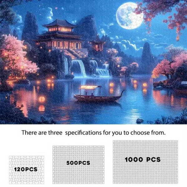 Moonlit Cherry Blossom Palace Jigsaw Puzzle